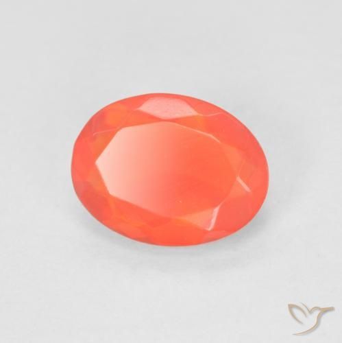 Ópalo de fuego Naranja rojo intenso natural de 0.79 ct, Ovalada, Transparente
