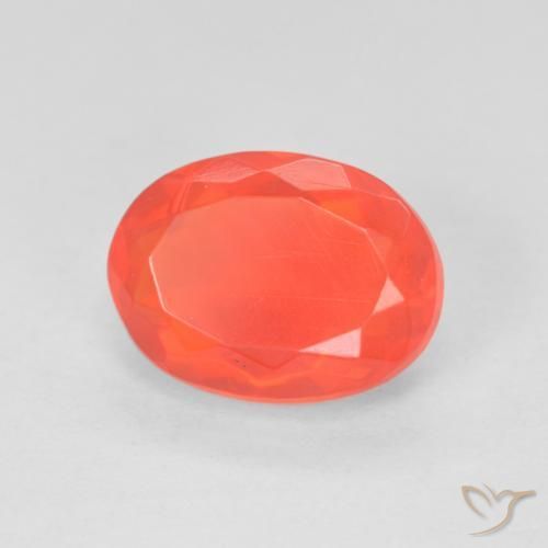 Ópalo de fuego Naranja rojo intenso natural de 1.84 ct, Ovalada, Transparente