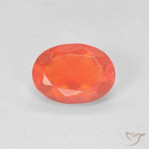 0.57ct Natural Naranja rojizo oscuro Ópalo de fuego, Ovalada, Transparente