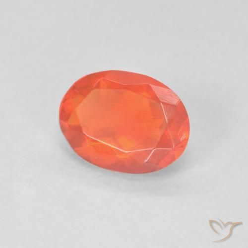 Ópalo de fuego Naranja rojizo oscuro natural de 0.57 ct, Ovalada, Transparente