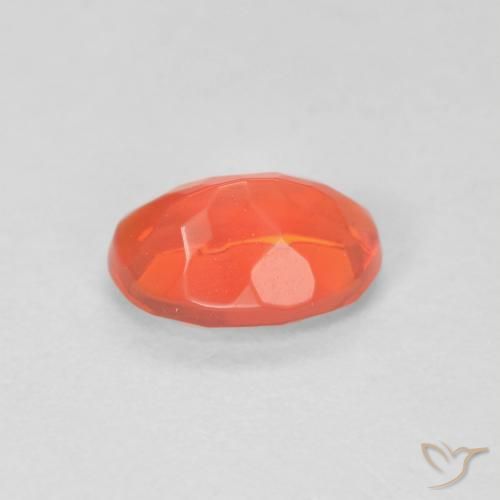Ópalo de fuego Naranja rojizo oscuro natural de 0.57 ct, Ovalada, Transparente