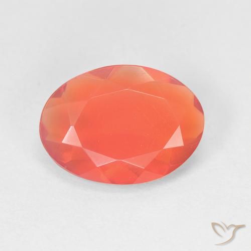 Ópalo de fuego naranja natural de 1,73 ct, corte óvalo, transparente
