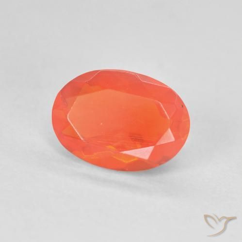 Ópalo de fuego Naranja intenso natural de 0.88 ct, Ovalada, Transparente