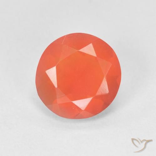 Ópalo de fuego Naranja fuego natural de 1.13 ct, Corte Redondo, Transparente
