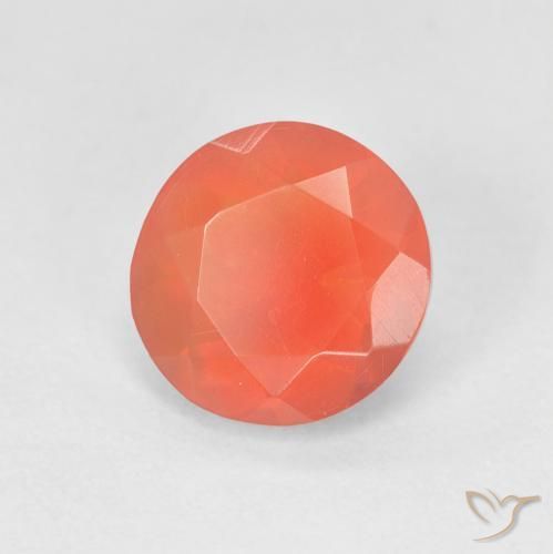 Ópalo de fuego Naranja fuego natural de 1.13 ct, Corte Redondo, Transparente