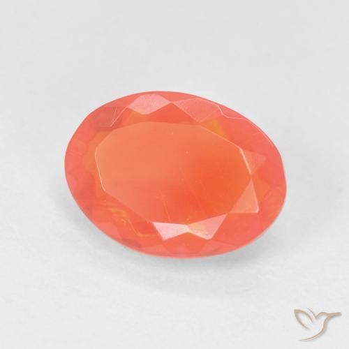 Ópalo de fuego Naranja medio natural de 1.18 ct, Ovalada, Transparente