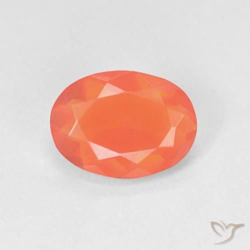 1.00ct Natural Naranja claro Ópalo de fuego, Ovalada, Transparente