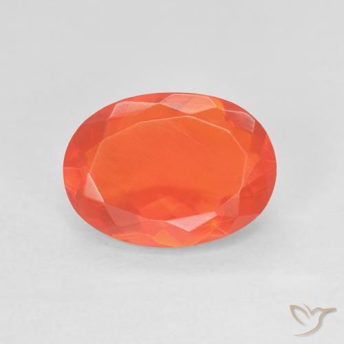 Ópalo de fuego Rojo-naranja carmesí claro natural de 2.04 ct, Corte Óvalo, Transparente