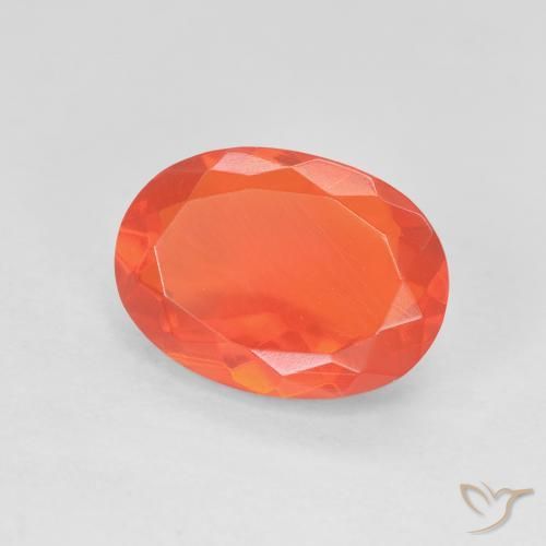 Ópalo de fuego Rojo-naranja carmesí claro natural de 2.04 ct, Corte Óvalo, Transparente