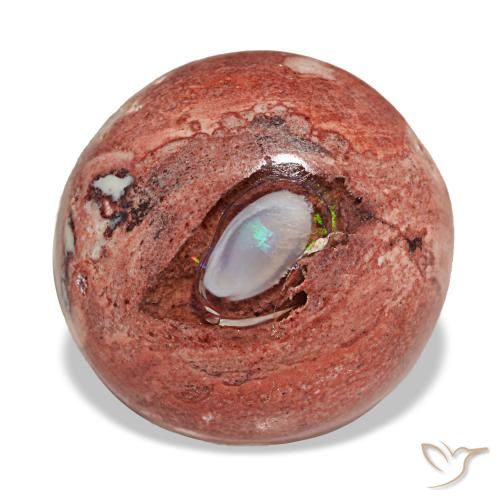 Ópalo de fuego multicolor natural de 9,08 ct, corte redondo, opaco