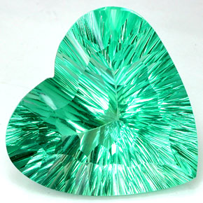 Fluorita verde natural de 93,66 ct, forma de corazón, IF