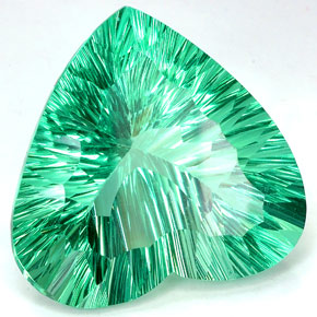 Fluorita verde natural de 93,66 ct, forma de corazón, IF