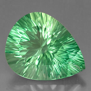 Fluorita verde natural de 37,71 ct, en forma de pera, VVS