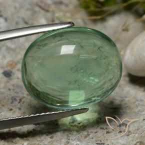 Fluorita Verde frío natural de 15.94 ct, Ovalada, Transparente