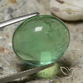 Fluorita Verde terroso natural de 20.63 ct, Ovalada, Transparente