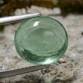 Fluorita Verde claro natural de 4.75 ct, Ovalada, Transparente