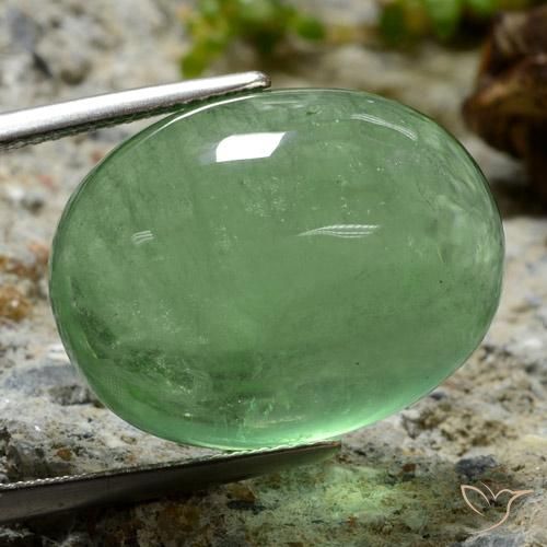 Fluorita Verde claro natural de 32.31 ct, Ovalada, Transparente