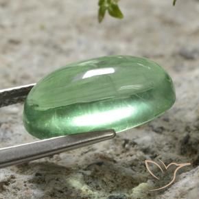 Fluorita Verde claro natural de 7.35 ct, Ovalada, Transparente