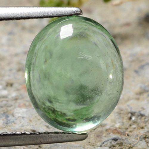 4.47ct Natural Verde terroso Fluorita, Ovalada, Transparente