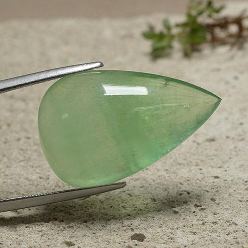 Fluorita Verde pera natural de 33.31 ct, En forma de pera, Transparente