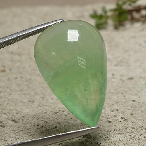 Fluorita Verde pera natural de 33.31 ct, En forma de pera, Transparente