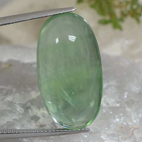 Fluorita Verde cálido natural de 27.65 ct, Ovalada, Transparente