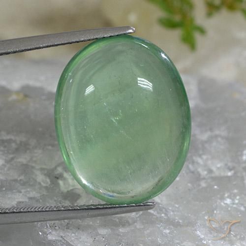 24.65ct Natural Verde claro Fluorita, Ovalada, Transparente