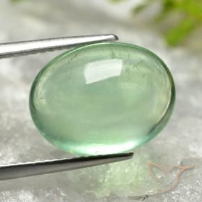 Fluorita Verde claro natural de 8.59 ct, Ovalada, Transparente