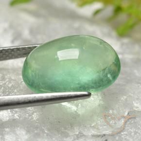 Fluorita Verde claro natural de 8.59 ct, Ovalada, Transparente