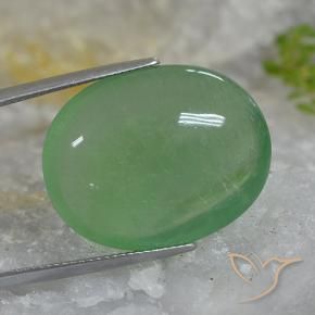 Fluorita Verde terroso natural de 46.27 ct, Ovalada, Translúcido