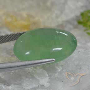 Fluorita Verde terroso natural de 46.27 ct, Ovalada, Translúcido