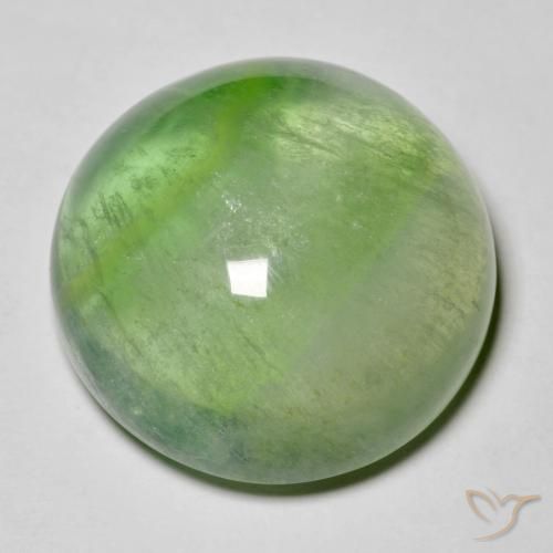 Fluorita Verde pera natural de 38.51 ct, Redondo, Transparente
