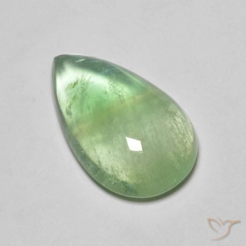 Fluorita Verde lima natural de 12.33 ct, En forma de pera, Transparente