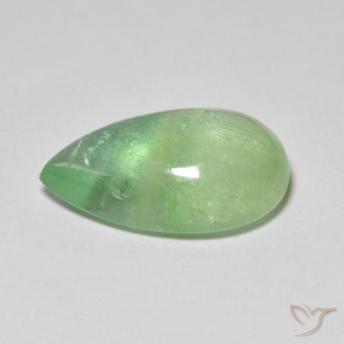 Fluorita Verde lima natural de 12.33 ct, En forma de pera, Transparente