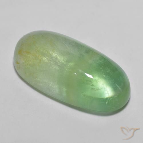 14.07ct Natural Verde amarillento Fluorita, Ovalada, Transparente