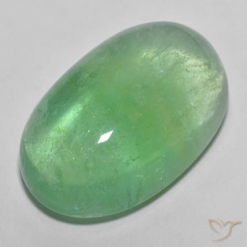 Fluorita Verde cálido natural de 26.04 ct, Ovalada, Transparente