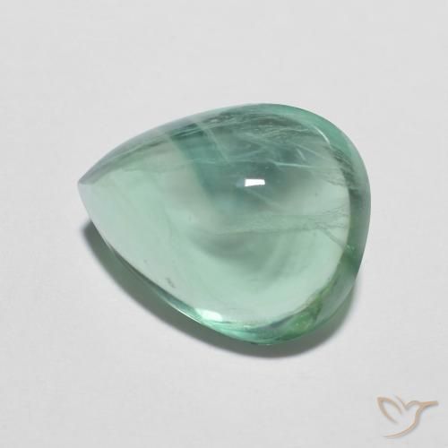 Fluorita Verde azulado claro natural de 6.47 ct, En forma de pera, Transparente