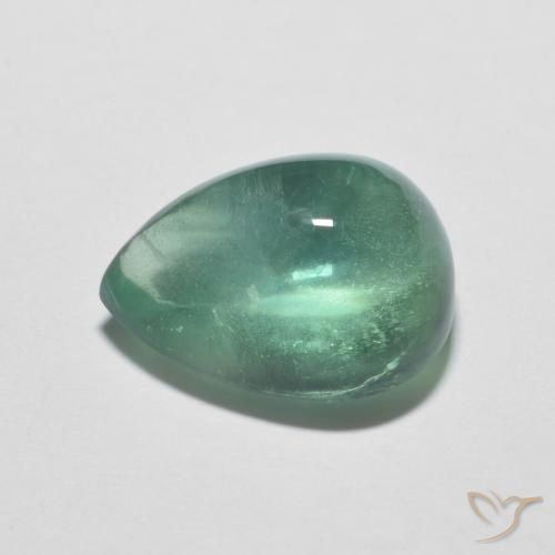 Fluorita Verde azulado claro natural de 6.47 ct, En forma de pera, Transparente