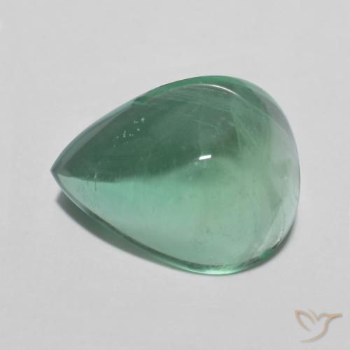 Fluorita Verde frío claro natural de 9.31 ct, En forma de pera, Transparente