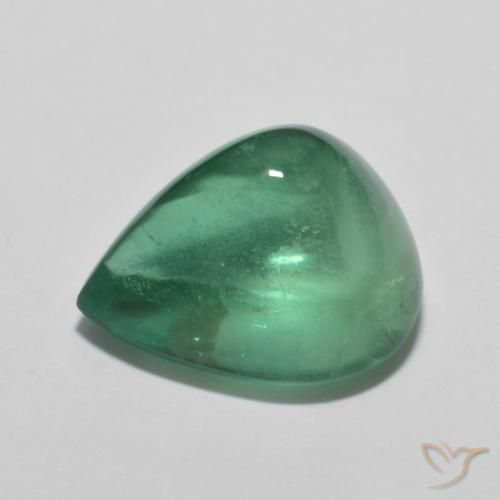 Fluorita Verde frío claro natural de 9.31 ct, En forma de pera, Transparente