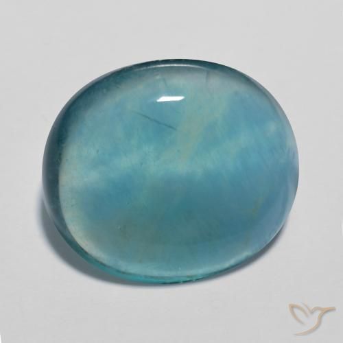 Fluorita Verde azulado oscuro natural de 17.09 ct, Ovalada, Transparente