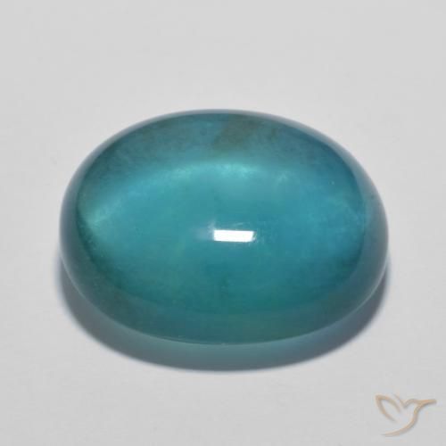 Fluorita Verde azulado oscuro natural de 17.09 ct, Ovalada, Transparente