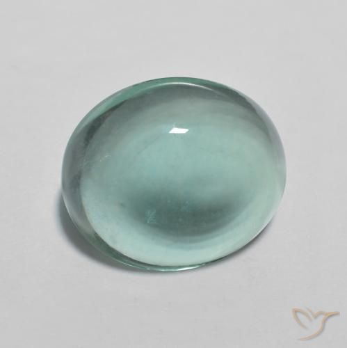 Fluorita Verde azul muy claro natural de 8.25 ct, Ovalada, Transparente