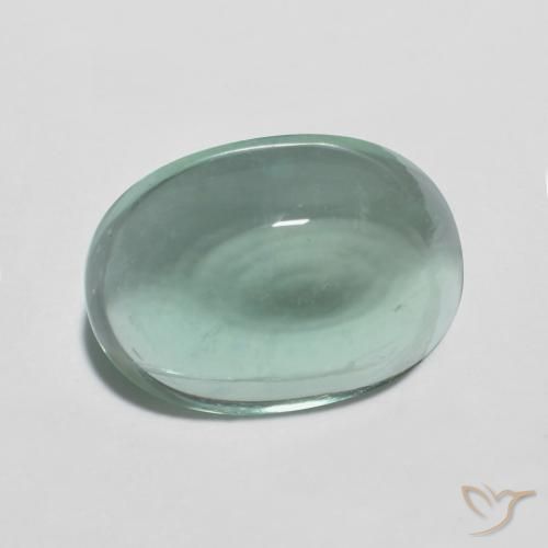 Fluorita Verde azul muy claro natural de 7.09 ct, Ovalada, Transparente