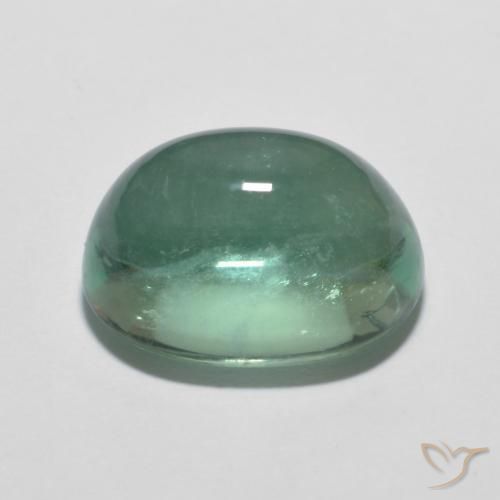 Fluorita Verde azul muy claro natural de 7.09 ct, Ovalada, Transparente