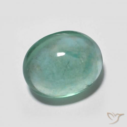 Fluorita Verde azulado claro natural de 7.08 ct, Ovalada, Transparente
