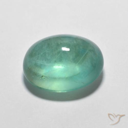 Fluorita Verde azulado claro natural de 7.08 ct, Ovalada, Transparente