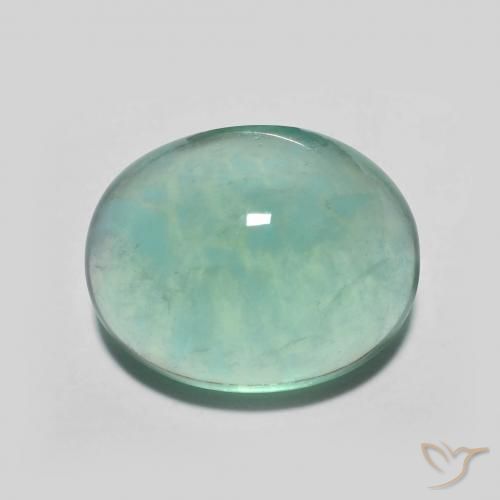 7.27ct Natural Verde azul Fluorita, Ovalada, Transparente