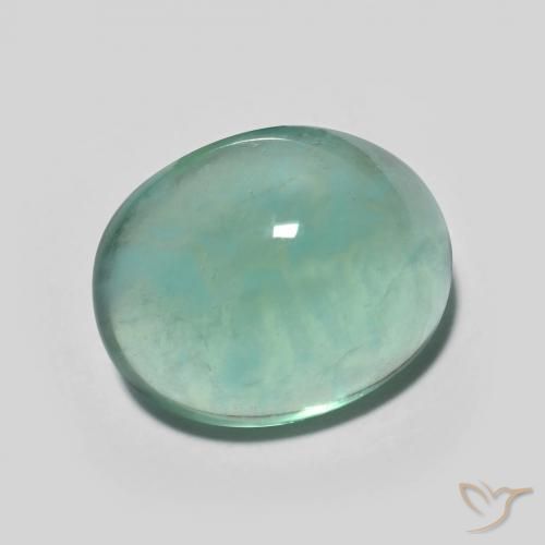 Fluorita Verde azul natural de 7.27 ct, Ovalada, Transparente