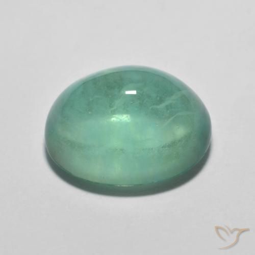 Fluorita Verde azul natural de 7.27 ct, Ovalada, Transparente